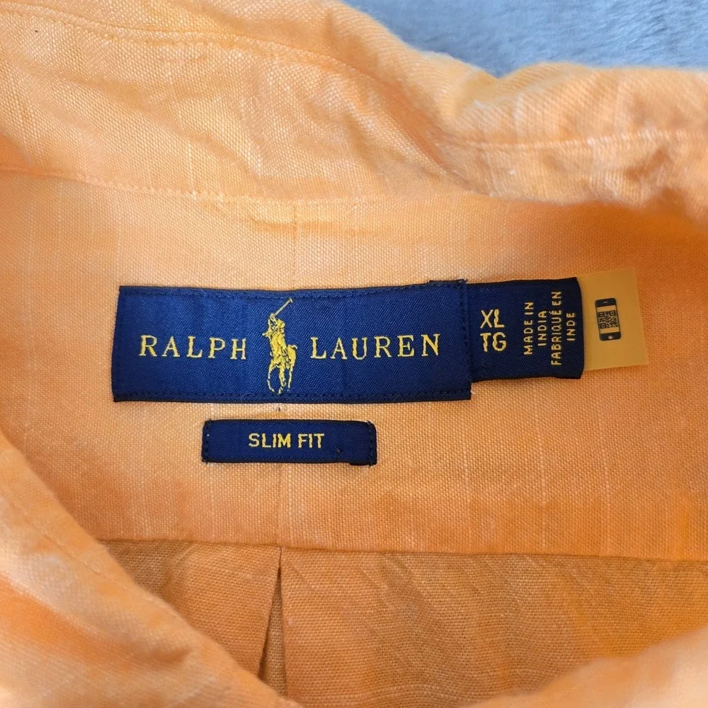 Polo Ralph Lauren Button Down Shirt Mens XL Orange Long Sleeve Flesh Pony Cotton
